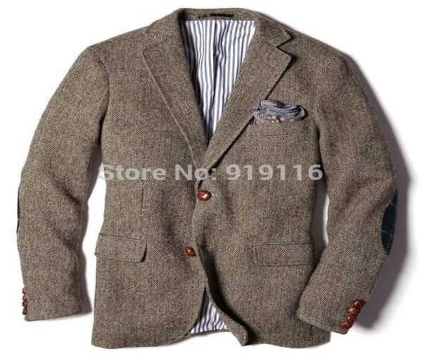 2016 Tweed Wool Herringbone Tuxedos Фактические изображения британский стиль изготовленный мужской костюм Slim Fit Blazer Свадебные костюмы для Menjacket5002813