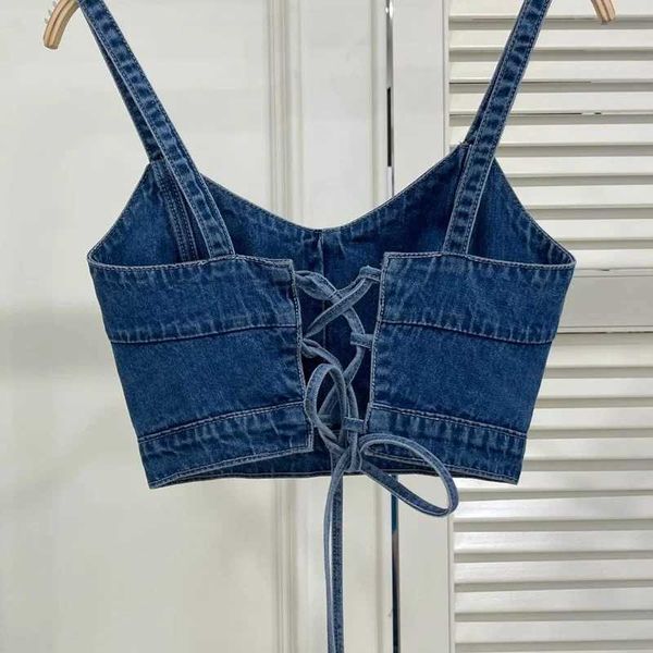 Serbatoi da donna camis coreano alla moda spaghetti spalla spalla y2k corsetto stretto corsetto di moda estate estate retro sexy jeap denim top bandage casual bandage cop gareat campeggio