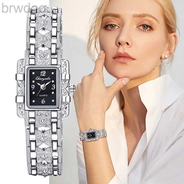 Relógios femininos Mulheres assistem Retângulo Dial Silver Stainless Aço Crystal Relógios Fashion Quartz For Mulheres Senhoras Major Relojes Hot Sale Rellojes 240409