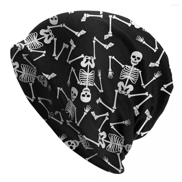 Boinas Hat Hat dança Branca Esqueletas de Halloween Caps finos para homens Mulheres Skullies Beanies Ski Soft Bonnet Hats