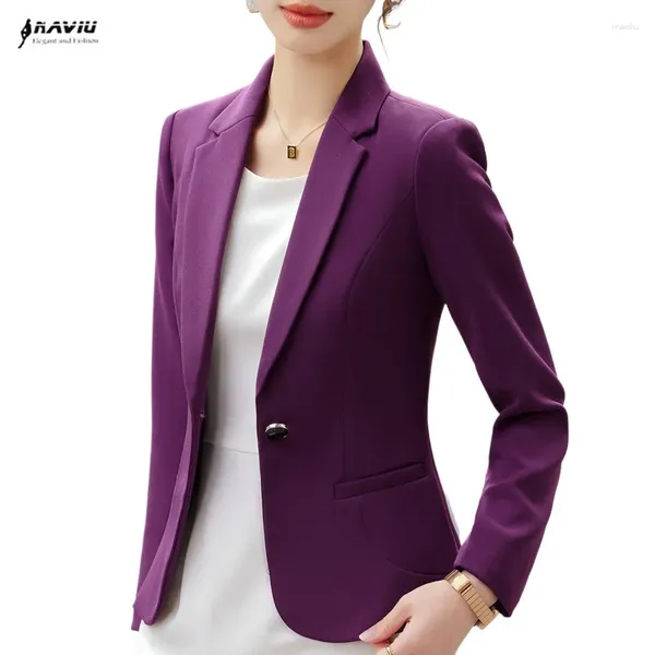 Frauenanzüge Naviu Elegant Blazer Frauen Geschäftsarbeit Uniform Office Lady Professionelle Langarm Slim Jacke Frauenmodelle