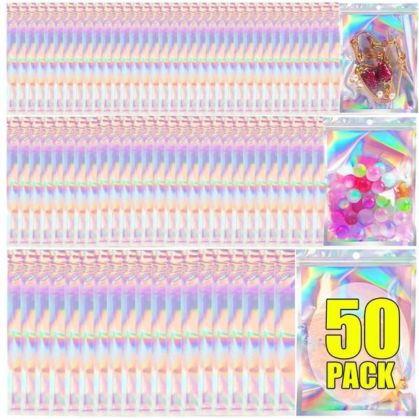 Aufbewahrungstaschen selbstversiegelte Laserbeutel Süßigkeiten Make-up Schmuckgeschenk Mehrzweckfood Keks Packtasche für Heimbüro