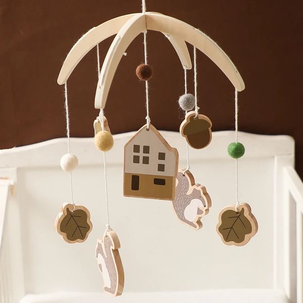 012 Monate Baby Eichhörnchen Home Quasten Rasseln Crib Mobiles Spielzeug Bell geborenes Bett Kleinkind Musikalisches Geschenk 240409