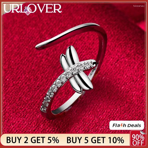 Rings de cluster Urlover 925 Sterling Silver Ring for Woman Dragonfly Zircon Crystal Lady Party noivado Casamento de jóias de jóias