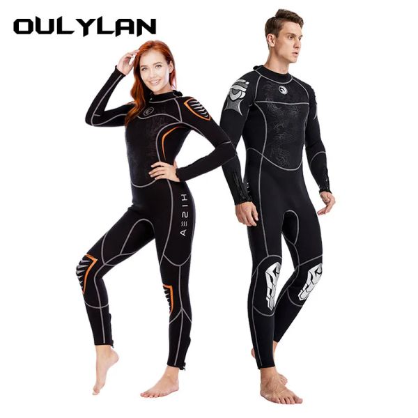 Костюмы Oulyan 3 мм гибковой костюм Neoprene Black для мужчин Женщины с длинным рукавом.