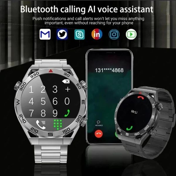 NFC Smart Watch Men Touch Screen Full Screen Call Bluetooth Call GPS Traccia Compass IP68 Frequenza cardiaca ECG da 1,5 pollici Smartwatch per Android iOS