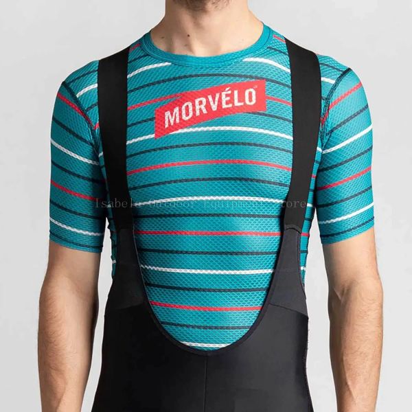 Morvelo Cycling biancheria intima Sport Sport Layer Blue Cyrsey Jersey Reflective Shirt Hindershirt Bike stradale a secco rapido elastico