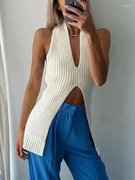 Tank da donna Heliar Women Women Basched Chic Design Top Top Knitting Halter Tops Sexy Camis Tube 2024 Summer