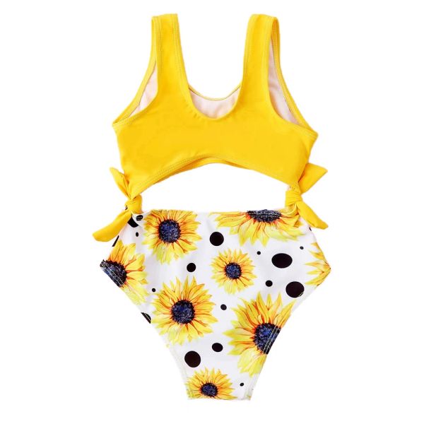 Family Swimsuit Mother Filha Combinando roupas de banho para a família Conjunto de girassol Mommy e eu Momenas de biquíni no maiô