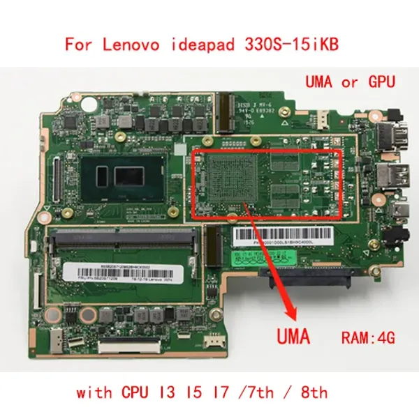 Motherboard für Lenovo IdeaPad 330S15IKB / 330S15AST Laptop Motherboard mit CPU i3 i5 i7 / 7th/8th RAM 4G +GPU RX535 / R540 100% Testarbeit