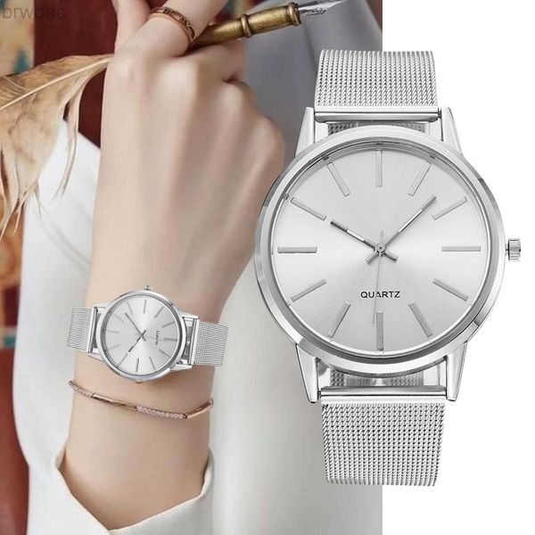 Женские часы Luxury Women Watches 2023 Новые в стильном серебряном минималистском бизнесе Элегантные женские Quartz Watch Кожаные стальные часы Reloj Mujer 240409