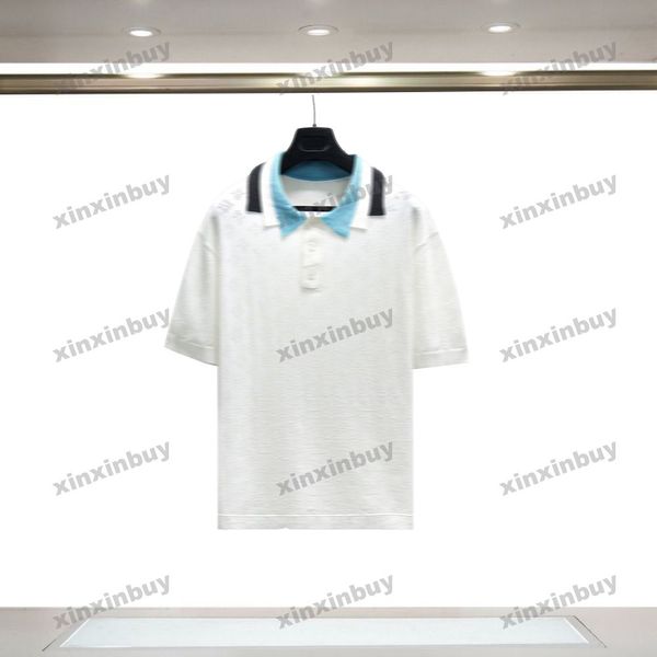 Xinxinbuy Men Designer T-SHIRT 2024 Italia Lettera cavo Mesh Polo Maniche corte Cotone Donne grigio nero S-XL S-XL