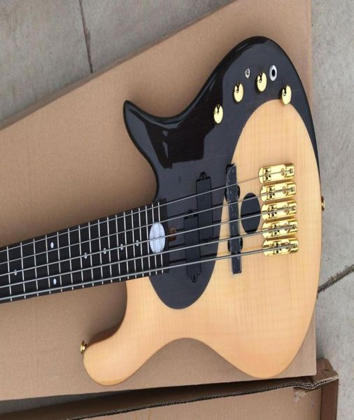 Custom Fod Yin Yan Yang Natural 5 Strings Electric Bass Flame Flame Maple Top Maple Neck Gold Hardware9480761
