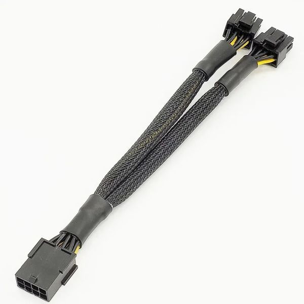 Cavo adattatore GPU intrecciato intrecciato da 20 cm PCIE da 8 pin da femmina a doppio pin da 2x8 (6+2) cavo di estensione dell'adattatore di alimentazione PCI maschio Express