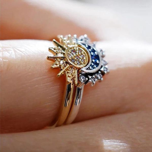 Cluster Ringe Sommer Mode Sonnenmond offen verstellbarer Ring elegantes Temperament Finger Finger für Frauen Party Schmuckzubehör Geschenk