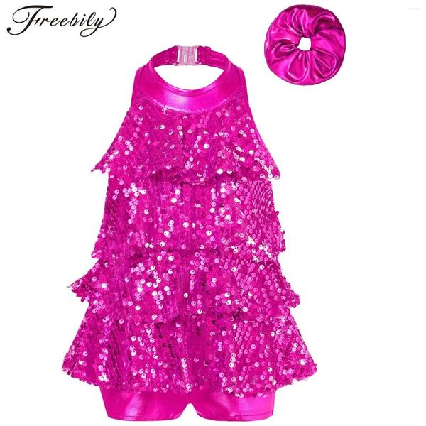 Abbigliamento da palcoscenico per bambini abbigliamento bottenate per leotard moderno jazz jazz dance latino ginnastico costume cazzo di sequestro lucido con sequestra