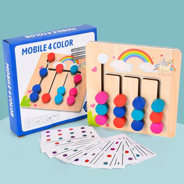 Montessori Learning Toys Mobile Color and Shape Puzzle, combinando teasers cerebrais jogo lógico Toys de madeira educacional precoce para crianças