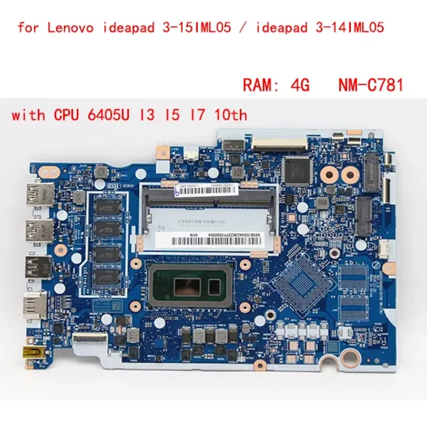 Motherboard GS452/GS552/GS752 NMC781 für Lenovo ideepad 315iml05/ideepad 314iml05 Laptop Motherboard mit CPU 6405U i3 i5 i7 RAM 4G