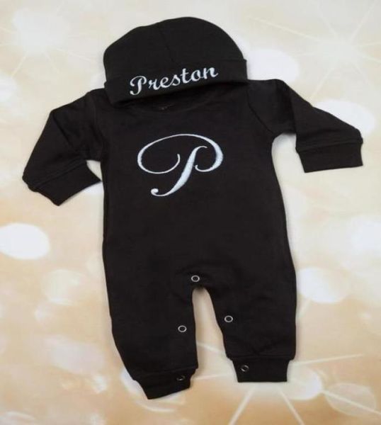 Personalisierte schwarze Baby Jungen Strampler Set Name gestickt