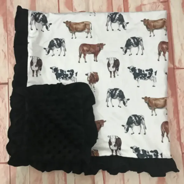 Casos vendas a quente RTS RTS Bedding Conjunto para crianças meninas Bobertor de impressão de vaca de algodão respirável por atacado por atacado