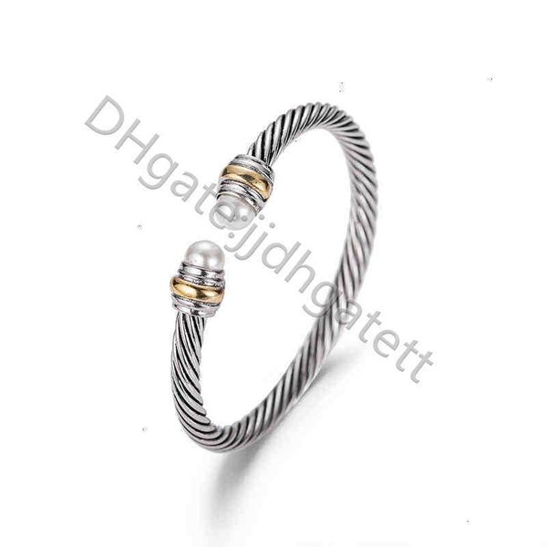 Fio de pulseira de designer de 5 mm Wire Silver Twisted Charm Bangle Women Hook Moda Mulher Mulher Bracelets Designer Jóias de Cable Jóias Requintadas Acessórios de Hoop Simples Ib39