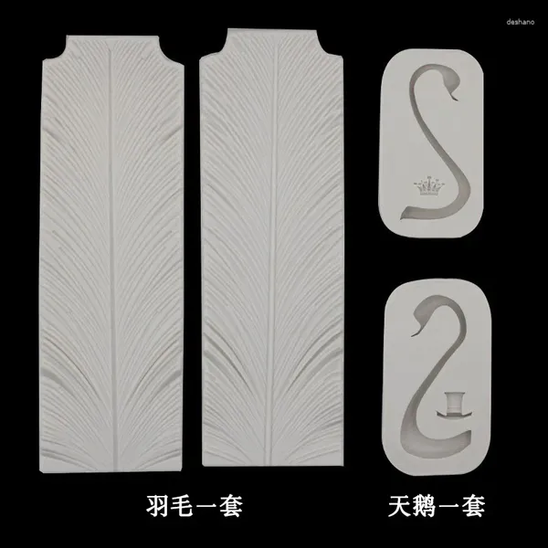 Moldes de cozimento pescoço de cisne textura grande textura flip molde silicone bolo diy decoração acessórios de açúcar 19-66