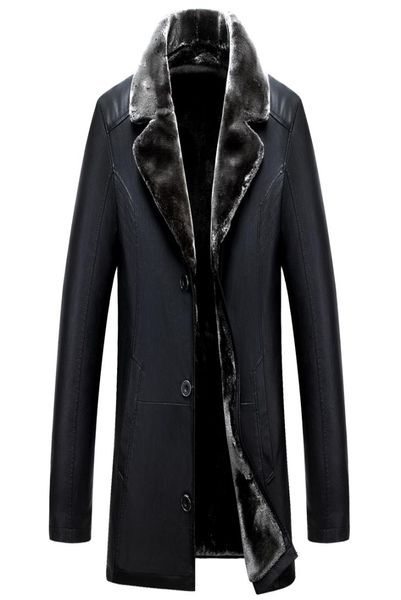 Giacche in pelle nera inverno russi russi di alta qualità giacca di pelle calda spessa e cappotto casual Men039s CLO6542617