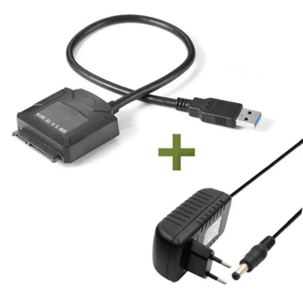 ANPWOO 2,5/3,5 polegadas de disco rígido Cabo de dados SATA para USB 3.0 Cabo de acionamento fácil com adaptadores de energia para USB 3.0 Cabo adaptador