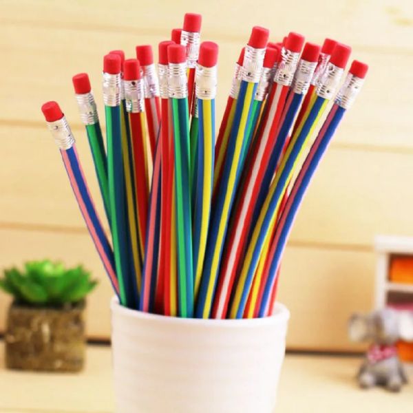 5pcs/Set Creative Bunfle Bendy Soft Bleistift mit Radiergummi Flexible Stifte für schulische Schülern Schülern Bürovorräte