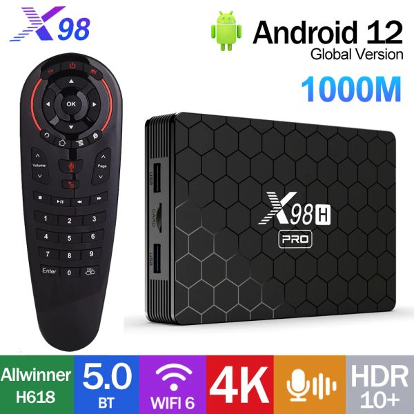 Box Original X98H Pro 1000m Smart -TV -Box Android12 Allwiner H618 4K HDR10+ AV 2,4G/5G WiFI 6 BT5.0 HDR TV -Präfix vs x96 plus Tanix