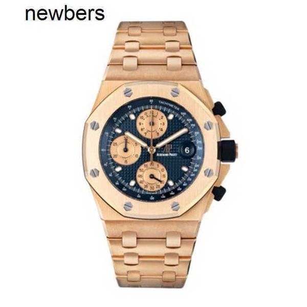 Homens Audempigut APS Factory Assista Swiss Movement Royal Oak Offshore Watch 42mm Blue Dial não marcado Rose Gold5l7z