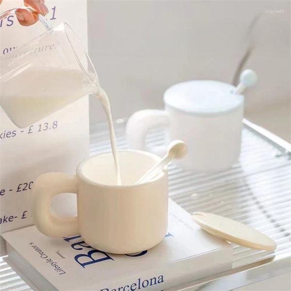 Becher moderne einfache matte Glasmatte Oberfläche mit Deckel Haushalt Becher Mädchen Ins Stil Milch Büro Trinkwasser Keramikbecher