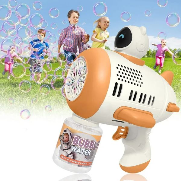 Bubble Gun 8 -Loch -Raketenseife Raummann Bubbles Maschine Geburtstagsgeschenkpistole Automatisches Gebläse mit Lichtspielzeug für Kinder Geschenk