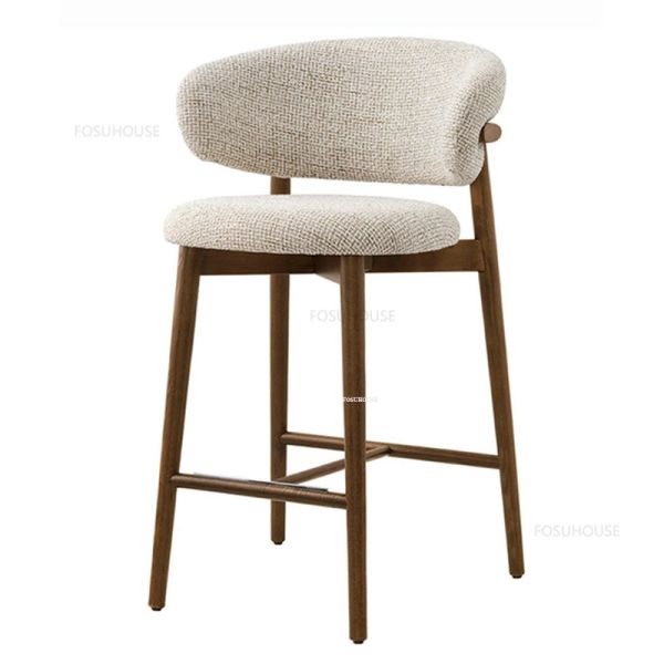 Северные сплошные деревянные стулья для кухонных барных стульев легкие роскошные дизайнерские ткани домашняя гостиная спинка батончика