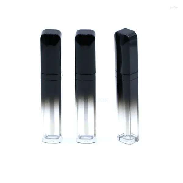 Garrafas de armazenamento gradiente de atacado Tubo de brilho labial preto 5ml Recipiente de garrafa transparente
