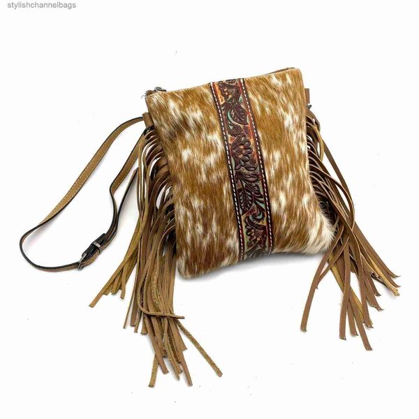 Andere Taschen Cross Body Vintage Western Style Crossbody Bag mit Mini Quasten - Alleinstimmige Frauen Schulterhandtasche mit quadratischem Design