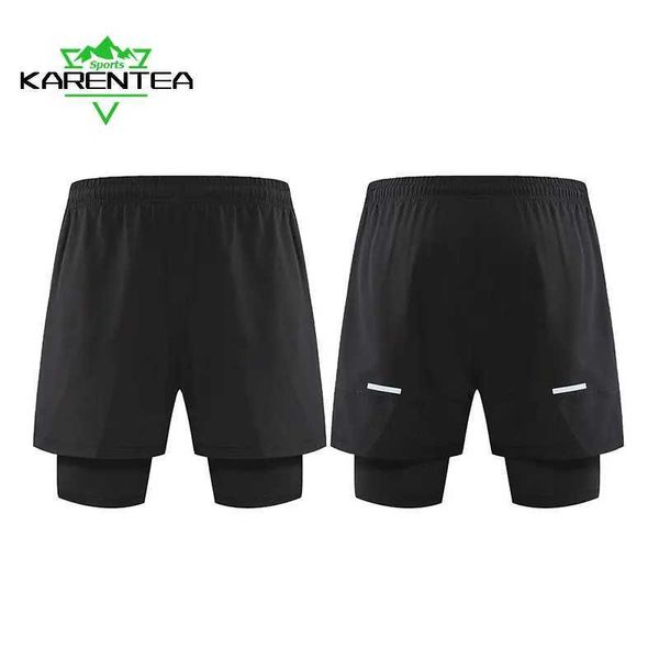 Shorts masculinos de bermuda para homens 2-em 1 shorts de ginástica esportiva em camadas duplas para secar rápido Treinamento de jogging de fitness shorts masculinos j240409