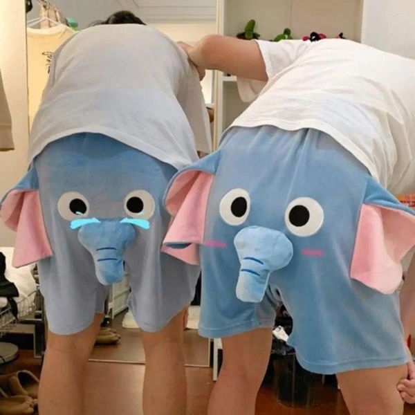 Calça de pijama de roupas de dormir masculina para menores de pijama 3D de desenho animado decoração de elefante casal de casal de verão respirável e respirável de verão de verão para conforto