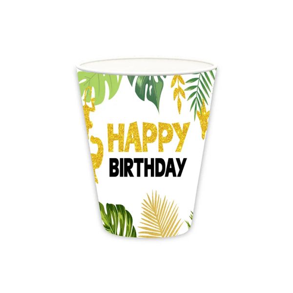 Geburtstag Jungle Party Einweggeschirr Set Dschungel Themenpapier Stroh Cup Serviette Hochzeitsfeier Dekor Kid Wild One Ballon