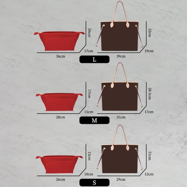 Cinberon Fits for Tote Magner Liner для хранения вставки для хранения вставки вставка красная кофе, флома, ткань, внутренняя сумка, косметическая сумка для макияжа