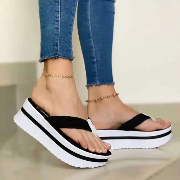 Frauen Sommer Strass Sandalen Pantoffeln weibliche Plattform offene Zehner Sexy Wedge Flip Flops Schnalle Gurt flach quadratische Absätze Objektträger