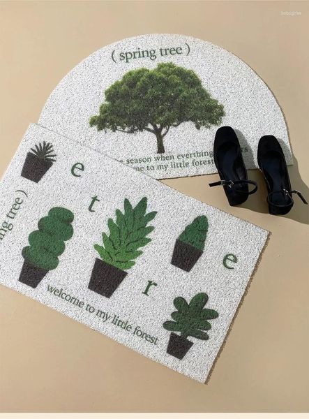 Teppichen Landschaft Baum PVC Begrüßung Fußmatte Matte Cuttable Eingangsteppich Teppichbereich Anti -Staubboden Gefühle Pad Ästhetik Heimat Dekoration