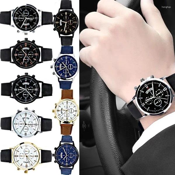 Orologi da polso uomini stravaganti business quarzo orologio cinghia cuoio sport sport cronografo manica accessori decorativi donazione regalo