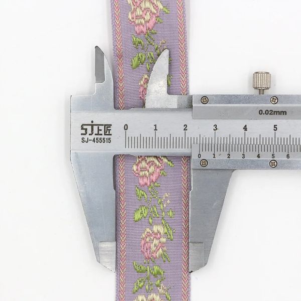 5 Ярдов 1 -дюймовый 25 мм 1 -дюймовый цветочный популярный популярный милый розовый фиолетовый цветок блестящий лямка Жаккарда вышитая лента