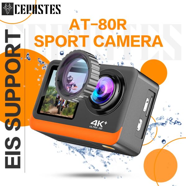 Kameralar Cerastes 4K 30FPS WiFi Antishake Action Camera Çift Ekran 170 ° Geniş Açılı 30m Su Geçirmez Spor Kamerası Fotoğraf Kameraları