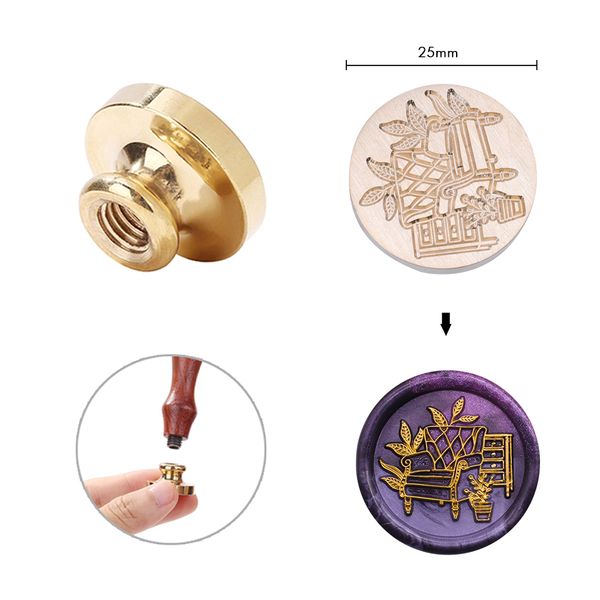 25 mm Wachs Versiegelungsmarkenblumenkorb Karussell Romantische DIY Art Craft Seal Wachs Stempelkopfmarken für Hochzeitseinladungen Dekor Dekor