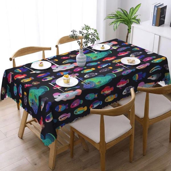 Panno tavolo tropicale tovaglia rettangolare pesci colorati stampare divertenti per la decorazione di copertura per feste di compleanno
