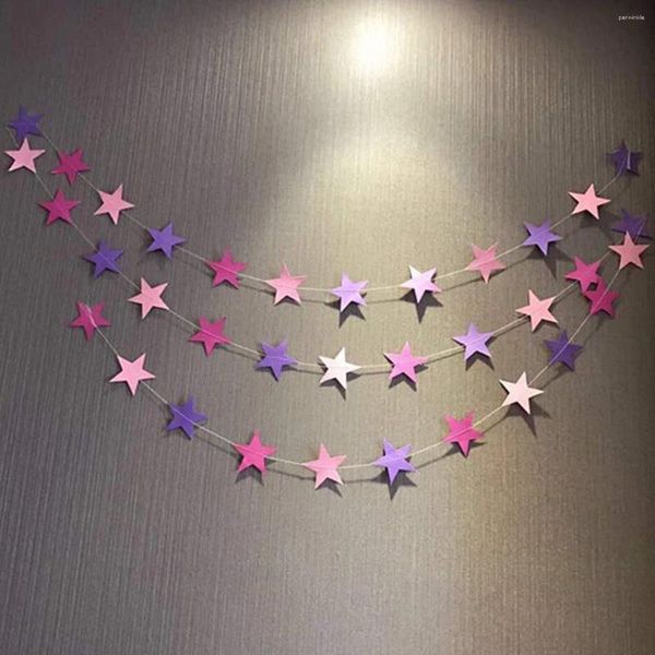 Decoração de festa parede pendurada cor de papel estrela guirlandas de aniversário faixa de casamento de cadeia de cordas