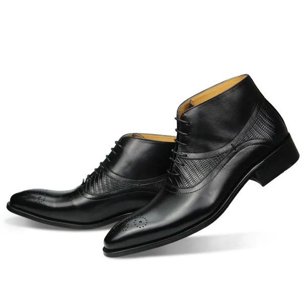 Stivali stivali caviglie per maschile eleganti pizzo su scarpe di pelle da ufficio formale scenografo per feste di matrimonio oxford blu nero calzature