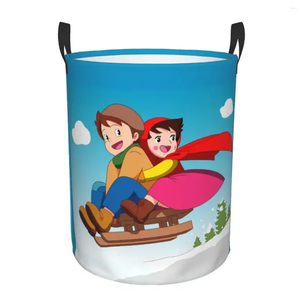 Borse per lavanderia Heidi Girl of the Alps Basket Crappeggiabile con cartoni animati cestino per bambini per i bidoni dell'organizzatore di giocattoli per la scuola materna